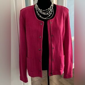 Nic+Zoe Fuschia Sweater Jacket Zip-Up Snap Coat Sweater